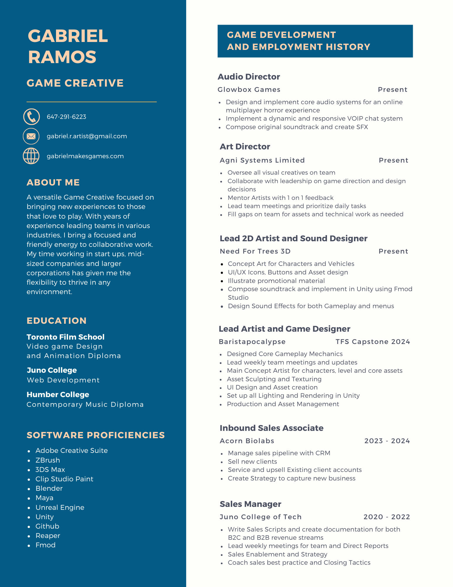 Game Artist Resume
